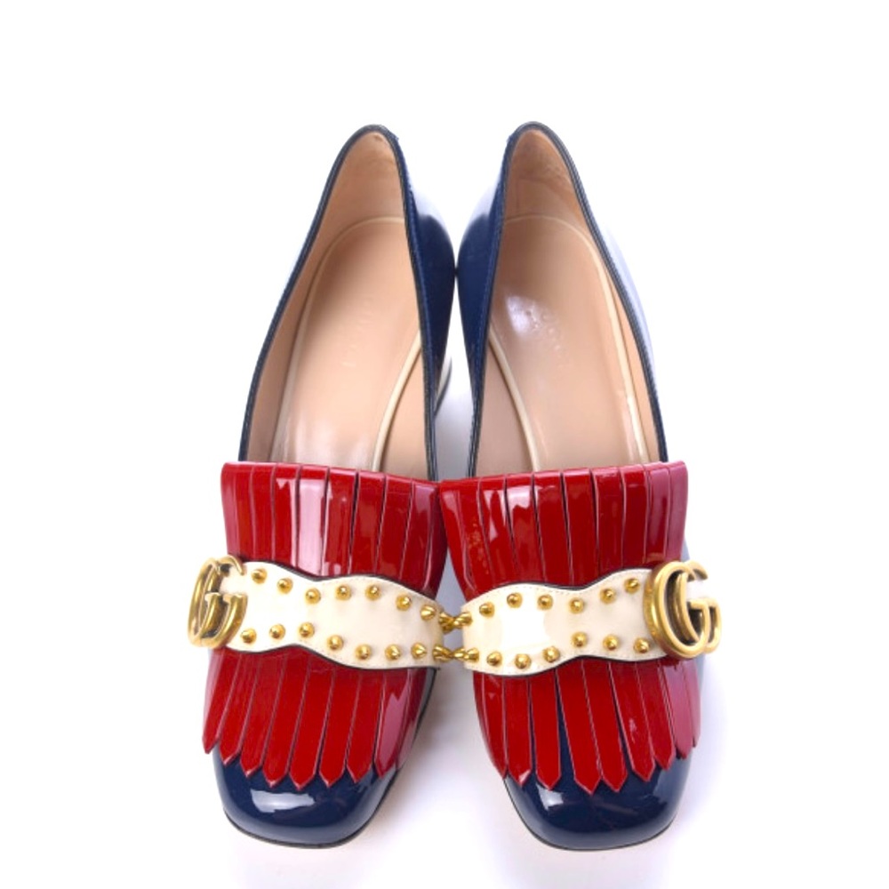 Studded Patent Gucci Marmont Pumps/Loafers